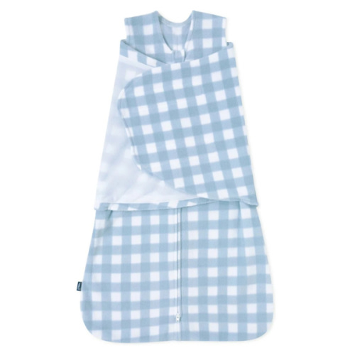 Blue Gingham Micro-Fleece Swaddle Small | HALO