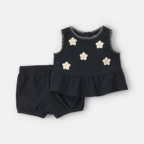 Baby Girl Carter's 2-Piece Floral Embroidered Top & Short Set