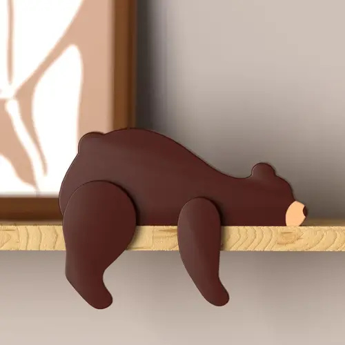 PUTSKA Woodland Nursery Decor - Wooden Animal for Baby Boy Nursery Decor, Forest Decoration for Room, Shelf, Bedroom (Bear)