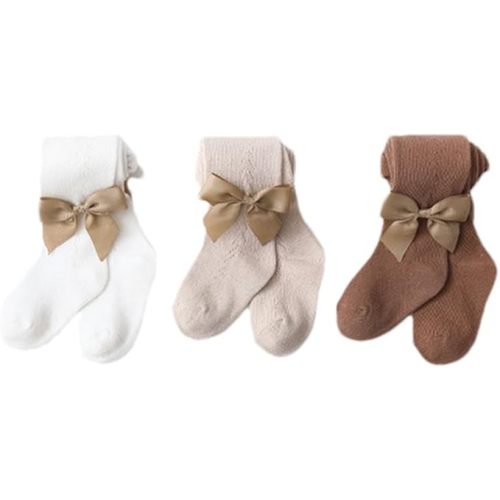 Baby Toddler Girl's Tights Cable Knit Mesh Leggings Little Girl Seamless Stockings Bows Cotton Pantyhose