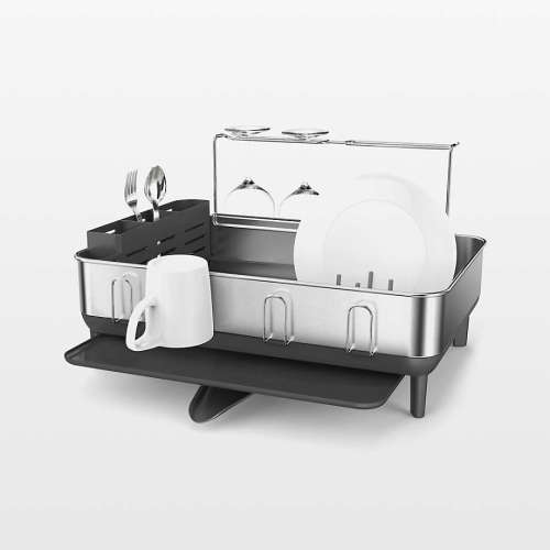 Simplehuman Kitchen Dish Drying Rack, Brushed Stainless Steel