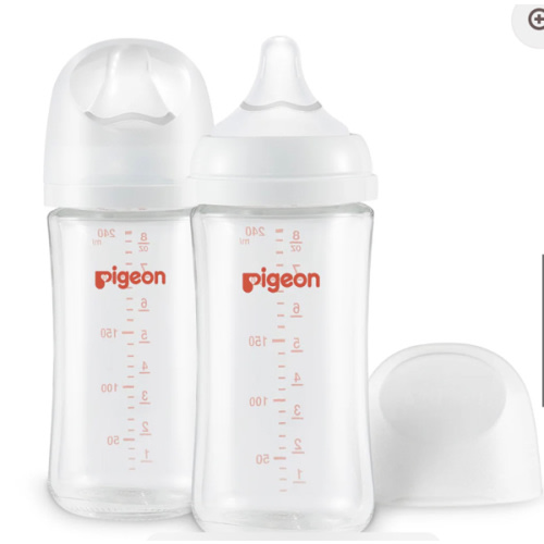 Glass Wide Neck Baby Bottle, 2Packs, 8.1 Oz(240 ml) for 3+ months – Pigeon