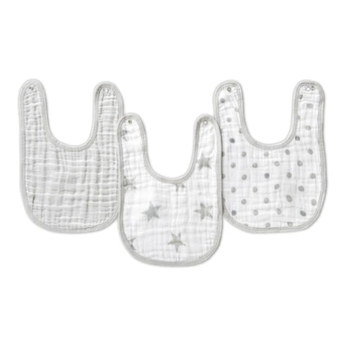 Dusty Cotton Muslin Snap Bib 3pk | aden + anais