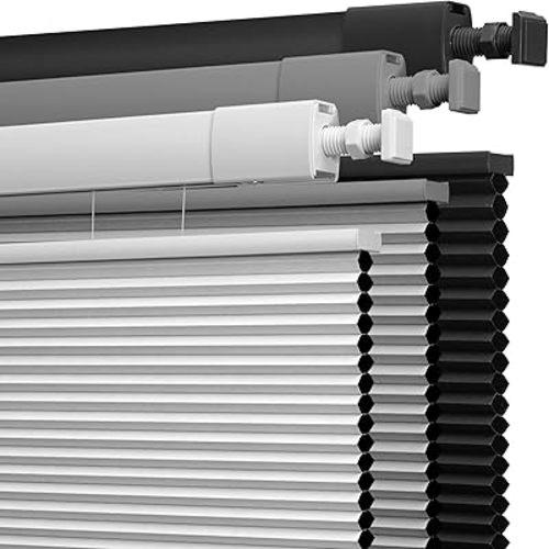 Boolegon No Drill No Tools Cellular Shades Top Down Bottom Up Honeycomb Blinds Blackout Cordless Window Blinds Easy to Install Cellular Shade for Windows,Blackout-White,22.5" W x 56" H