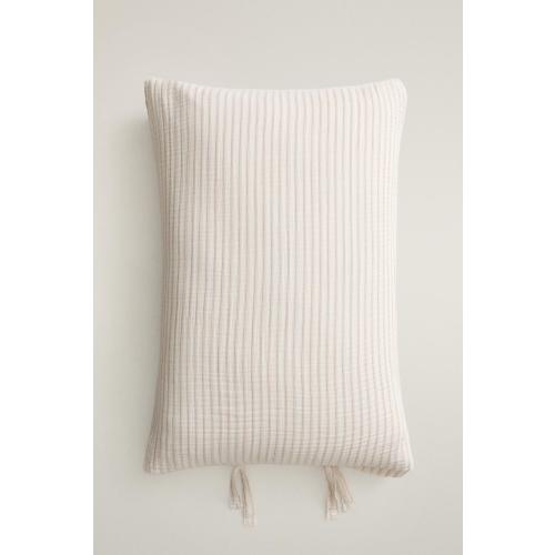 KIDS' STRIPED CHIFFON COTTON FITTED SHEET - Oyster-white | ZARA United States