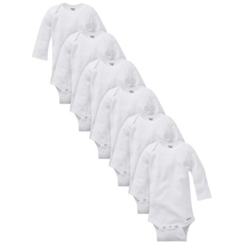 Gerber Baby Boy or Girl Gender Neutral White Organic Onesies Long Sleeve Bodysuits, 6-Pack