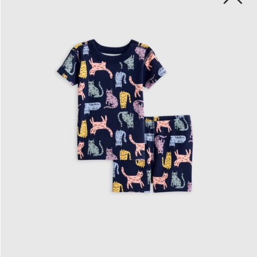 100% Organic Cotton Short Sleeve and Shorts Pajama Set in Cats