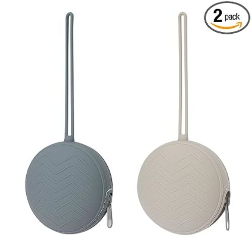 2 Pack Silicone Pacifier Holder Case, Bpa-Free Newborn Pacifier Pouches For Baby Boys & Girls, Portable Container Case (Light Grey/Tradewinds)