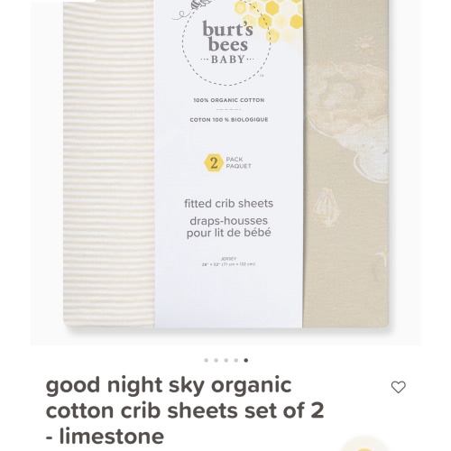 Good Night Sky Organic Cotton Crib Sheets Set of 2 - Limestone