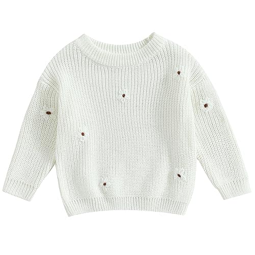 Mubineo Baby Girl Winter Clothes Cute Flower Sweater Crewneck Pullover Long Sleeve Knit Newborn Infant Sweaters