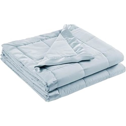Madison Park Down Alternative Twin Size Blanket for Bed, Satin Trim, Blue