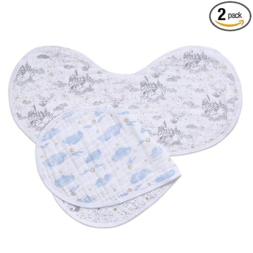 aden + anais 100% Cotton Muslin Burpy Bib – Multi-Use, Absorbent 4-Layer Burp Cloth and Full-Coverage Snap-Closure Baby Bib in One, Lap-Shoulder Drool Cloth, 22.5” X 11”, 2-Pack, Harry Potter