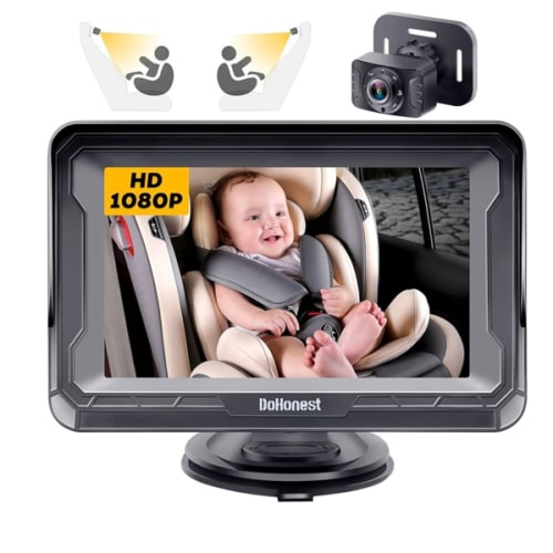 DoHonest Baby Car Camera HD 1080P - Rear-Facing Car Baby Monitor with Night Vision, Adjustable View Angle, Easy Setup, Anti-Glare Display, Safety for Kids & Infants