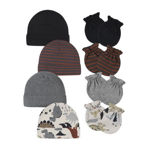 Gerber Baby Boy Caps & Mittens Set, 8-Piece