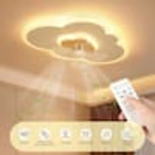 MultiEase 20 in. Smart Indoor Low Profile Cloudy-Shaped Standard Flush Mount Ceiling Fan Light with Integrated LED for Kid's Room ZP-5009