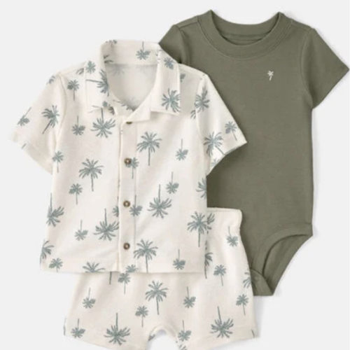 Baby Boy 3-Piece Palm Tree Outfit Set - White/Green | Carter's
