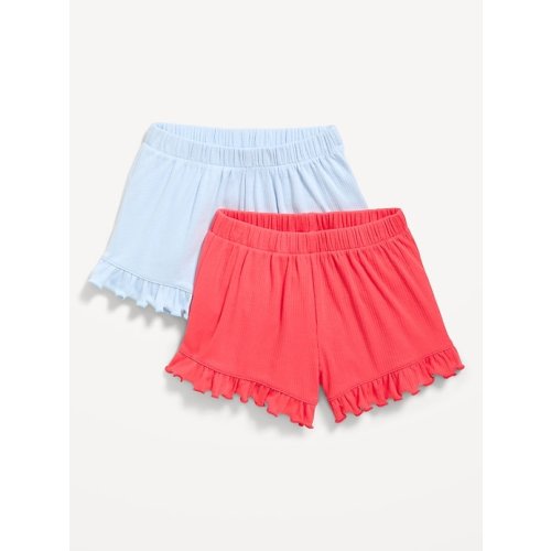 Ruffle-Hem Ribbed Shorts 2-Pack for Toddler Girls