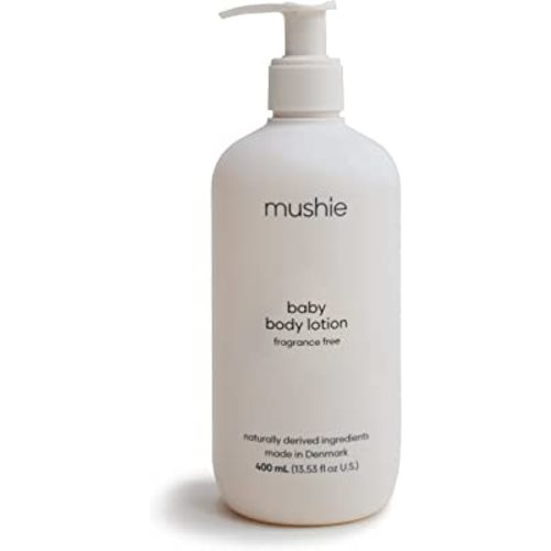 mushie Baby Organic Body Lotion | Moisturize, Soothe, and Hydrates Dry Skin | Made in Denmark, 13.53 fl oz (Fragrance Free)