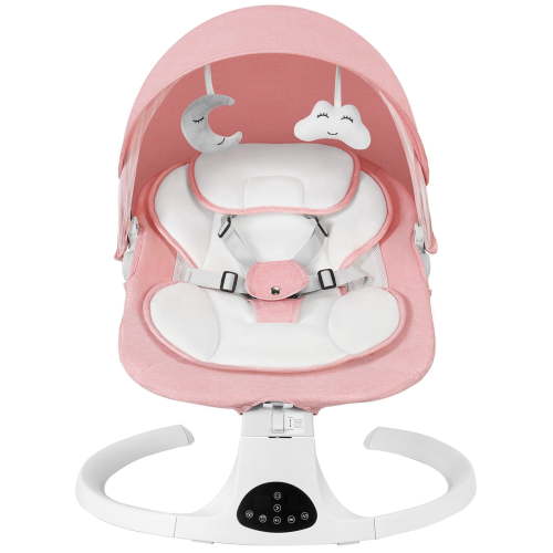 Baby Swing for Infants 0-18 Months, Portable Electric Baby Bouncer with Bluetooth and 10 Lullabies, Adjustable 5 Speed, Pink