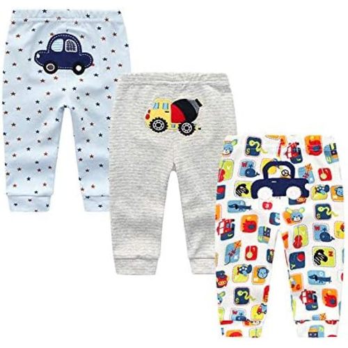 Unisex Newborn Baby Cotton 4-Pack Pants Embroidery Pringting Casual Leggings 0-24 Months for Boys and Girls