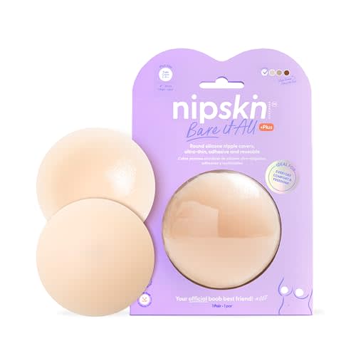 NIPSKIN Nipple Covers for Women - Reusable Breast Petals - Medium & Plus Size - Bare It All Collection