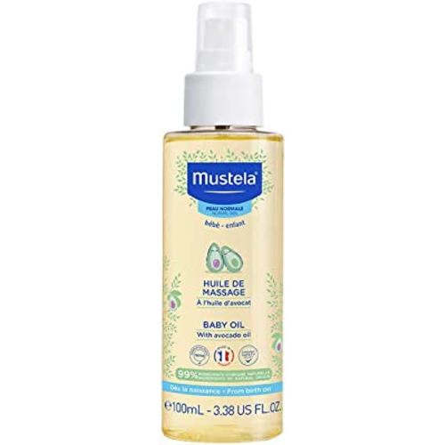 Mustela Baby Oil - Moisturizing Oil for Massage - with Natural Avocado, Pomegranate & Sunflower Oil - 3.38 fl. Oz