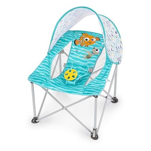 Bright Starts Disney Finding Nemo Pop 'N Chill Travel Seat, Indoor/Outdoor Use, Infant Seat with UPF 50+ Canopy, Blue, Ages 0-6 Months