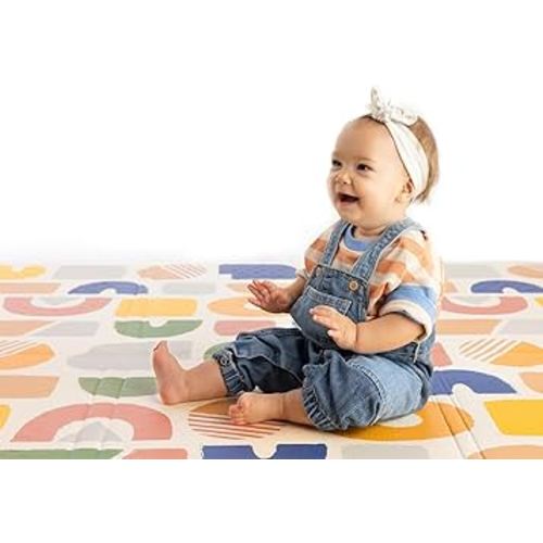 ORIBEL PurePlay Baby Play mat | 79" x 59" | Odour Free | Easy to Clean | Water & Stain-Resistant | Reversible & Foldable | 3 Layer Protection| Scratch Resistant (Happy Palette)