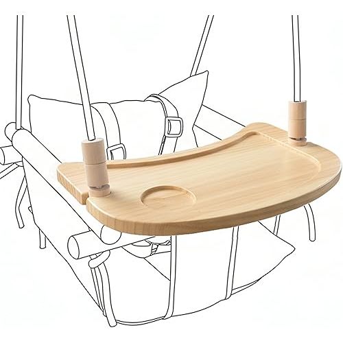 Wooden Tray for Cateam Canvas Baby Swing – Hanging Chair Accessory, Natural Wood Montessori Play Table for Babies & Toddlers, Detachable Safety Design for Indoor Canvas Toddler Swing