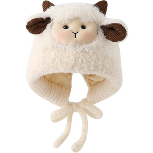 Knit Hats Winter Fleece Lining Skiing Winter Caps for Boys Girls Cute Animal Character with Warm Ear Flap