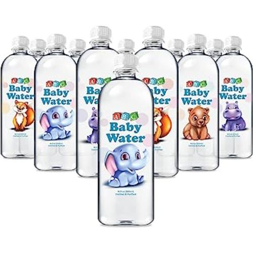 ABC Baby Water Premium Distilled Water for Babies - Healthy Purified 16.9 oz Bottles - Formula, Cereal, Milk, Daily Drinking - 12 Pack