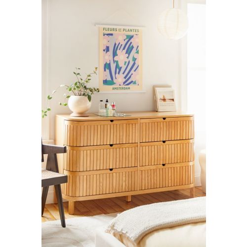 Juliette Fluted Wood 6-Drawer Dresser