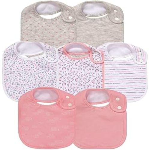 7 Pack Baby Cotton Absorbent Bibs for Drooling Teething