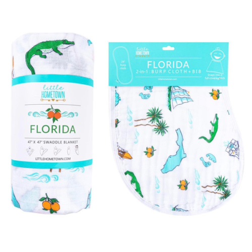 Gift Set: Florida Baby Muslin Swaddle & Burp Cloth – Little Hometown