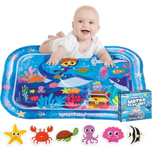 KooKooBaby Water Tummy Time Mat - Large Sensory Baby Water Mat for Tummy Time & Motor Development - Leak-Proof, Durable Play Mat for Babies 3 Months+ - Infant Water Play Mat for Baby Boys & Girls