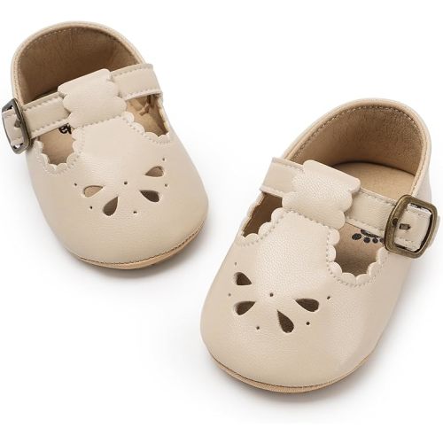 HONGTEYA Baby Girls Shoes Infant Mary Jane Flats Non Slip Newborn Moccasins