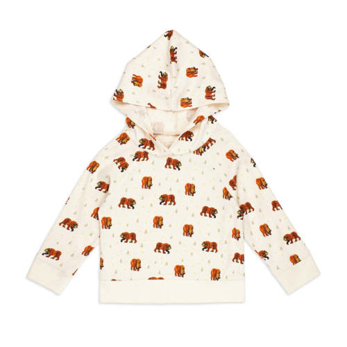Kids' Organic Raglan Hoodie in Brown Bear – L'ovedbaby