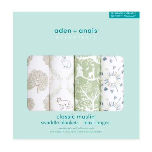 Essentials Cotton Muslin Swaddles 4 Pack | aden + anais