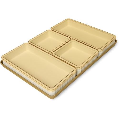 Cravings by Chrissy Teigen Silicone Baking Pans Set, Nonstick Bakeware Set for Meal Prep and Serving Dishes, 4 Trays, 4 Lids, 1 Baking Sheet, Oven Safe to 450 Degrees