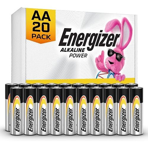 Energizer Alkaline Power AA Batteries (20 Pack), Double A Long-Lasting Alkaline Batteries