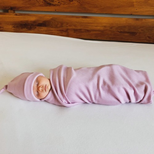 MERINO WOOL swaddle BLANKET and knotted beanie hat for newborns | Baby neutral blanket set