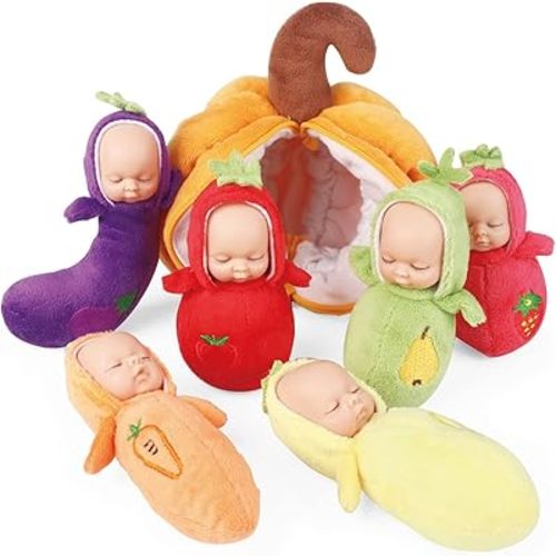Enjoyin 4 inch Mini Baby Doll Playset Includes 6 Soft Baby Dolls and a Storage Bag Realistic Looking Small Baby Dolls Set for Toddlers