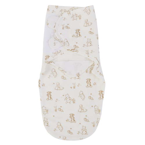 Disney Winnie the Pooh Adjustable Swaddle Wrap, Ivory, Brown, Infant Unisex, Cotton