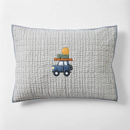 Wheely Cool Embroidered Cotton Kids Pillow Sham