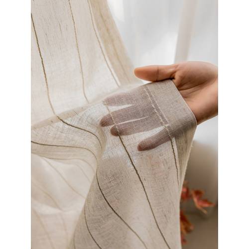 Iwan Linen Striped Curtain, Natural Sheer Curtain, Custom Curtain Panel, Livingroom Curtain, Bedroom Curtain, Extra Long Curtain Panel, 1PC