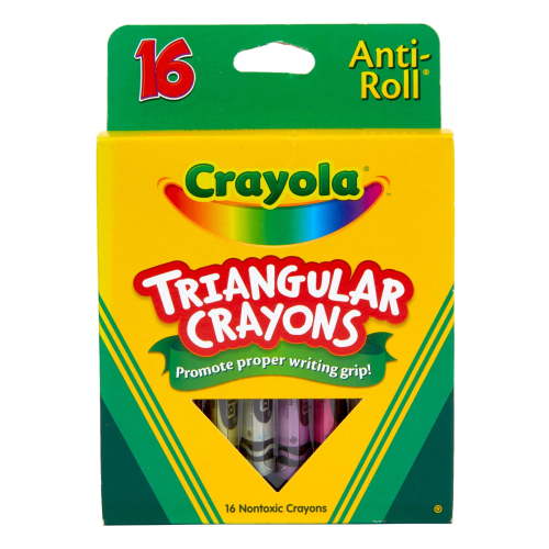 Crayola 16-Colors Triangular Crayon Set, Non-Toxic, Anti-Roll, Promotes Proper Writing Grip
