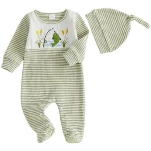 Bagilaanoe Newborn Baby Boy Footie Romper Jumpsuit Waffle Knit Outfit