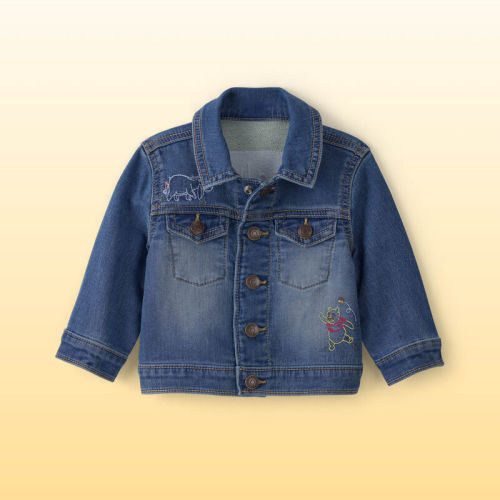 Baby Disney© Winnie the Pooh Embroidered Knit-Like Denim Jacket with Back Art - Dark Wash | Carter’s Oshkosh Canada