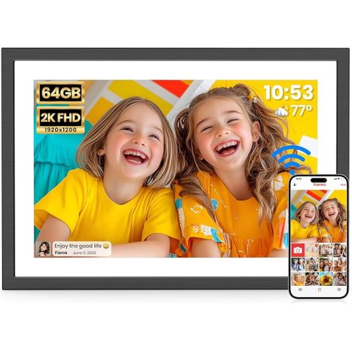 2K 64GB Frameo 10.1 Inch Digital Picture Frame, Smart WiFi Electronic Photo Frames with 1920x1200 FHD IPS Touch Screen Slideshow Tabletop&Wall Mounted, Share Photos/Videos Instantly from Anywhere