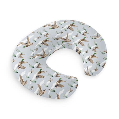 HawSkgFub Duck Hunting Mallard Hunter Nursing Pillow Cover for Baby Boys, Wild Animal Bird Reeds Blue Breastfeeding Pillow Slipcover, Nursing Pillowcase for Newborn Infant, Cover Only